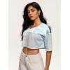 imageSOLY HUX Jersey Shirts for Women Y2k Crop Tops Streetwear Sportswear Short Sleeve TShirt Cute Football Jersey TopLight Blue
