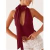 imageSOLY HUX Sexy Tops for Women Going Out Halter Scarf Crop Top Deep V Sleeveless Backless Vest Party ClubwearPlain Burgundy