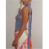 imageSOLY HUX Sexy Tops for Women Going Out Halter Scarf Crop Top Deep V Sleeveless Backless Vest Party ClubwearPlain Dusty Blue