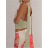 imageSOLY HUX Sexy Tops for Women Going Out Halter Scarf Crop Top Deep V Sleeveless Backless Vest Party ClubwearPlain Green