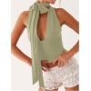 imageSOLY HUX Sexy Tops for Women Going Out Halter Scarf Crop Top Deep V Sleeveless Backless Vest Party ClubwearPlain Green