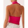 imageSOLY HUX Sexy Tops for Women Going Out Halter Scarf Crop Top Deep V Sleeveless Backless Vest Party ClubwearPlain Hotpink