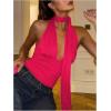 imageSOLY HUX Sexy Tops for Women Going Out Halter Scarf Crop Top Deep V Sleeveless Backless Vest Party ClubwearPlain Hotpink