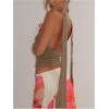 imageSOLY HUX Sexy Tops for Women Going Out Halter Scarf Crop Top Deep V Sleeveless Backless Vest Party ClubwearPlain Khaki