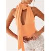 imageSOLY HUX Sexy Tops for Women Going Out Halter Scarf Crop Top Deep V Sleeveless Backless Vest Party ClubwearPlain Orange