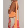 imageSOLY HUX Sexy Tops for Women Going Out Halter Scarf Crop Top Deep V Sleeveless Backless Vest Party ClubwearPlain Orange