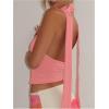 imageSOLY HUX Sexy Tops for Women Going Out Halter Scarf Crop Top Deep V Sleeveless Backless Vest Party ClubwearPlain Pink