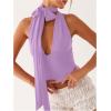 imageSOLY HUX Sexy Tops for Women Going Out Halter Scarf Crop Top Deep V Sleeveless Backless Vest Party ClubwearPlain Purple