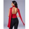 imageSOLY HUX Sexy Tops for Women Going Out Halter Scarf Crop Top Deep V Sleeveless Backless Vest Party ClubwearPlain Red