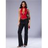 imageSOLY HUX Sexy Tops for Women Going Out Halter Scarf Crop Top Deep V Sleeveless Backless Vest Party ClubwearPlain Red