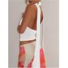 imageSOLY HUX Sexy Tops for Women Going Out Halter Scarf Crop Top Deep V Sleeveless Backless Vest Party ClubwearPlain White