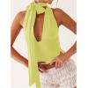 imageSOLY HUX Sexy Tops for Women Going Out Halter Scarf Crop Top Deep V Sleeveless Backless Vest Party ClubwearPlain Yellow