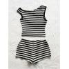 imageSOLY HUX Womens 2 Piece Striped Off The Shoulder Crop Tops and Mini Shorts Set Summer Y2K Going Out OutfitsBlack Striped