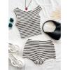 imageSOLY HUX Womens 2 Piece Striped Off The Shoulder Crop Tops and Mini Shorts Set Summer Y2K Going Out OutfitsBlack and White Striped