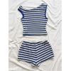 imageSOLY HUX Womens 2 Piece Striped Off The Shoulder Crop Tops and Mini Shorts Set Summer Y2K Going Out OutfitsBlue and White Striped