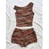 imageSOLY HUX Womens 2 Piece Striped Off The Shoulder Crop Tops and Mini Shorts Set Summer Y2K Going Out OutfitsBrown Fuzzy