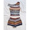 imageSOLY HUX Womens 2 Piece Striped Off The Shoulder Crop Tops and Mini Shorts Set Summer Y2K Going Out OutfitsMulti Brown