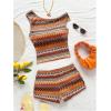 imageSOLY HUX Womens 2 Piece Striped Off The Shoulder Crop Tops and Mini Shorts Set Summer Y2K Going Out OutfitsMulti Chevron Print