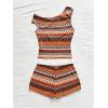 imageSOLY HUX Womens 2 Piece Striped Off The Shoulder Crop Tops and Mini Shorts Set Summer Y2K Going Out OutfitsMulti Chevron Print