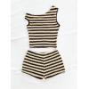 imageSOLY HUX Womens 2 Piece Striped Off The Shoulder Crop Tops and Mini Shorts Set Summer Y2K Going Out OutfitsMulti Yellow Striped