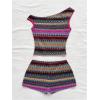 imageSOLY HUX Womens 2 Piece Striped Off The Shoulder Crop Tops and Mini Shorts Set Summer Y2K Going Out OutfitsMulticolor Chevron