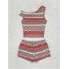 imageSOLY HUX Womens 2 Piece Striped Off The Shoulder Crop Tops and Mini Shorts Set Summer Y2K Going Out OutfitsMulticoloured Chevron