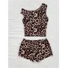imageSOLY HUX Womens 2 Piece Striped Off The Shoulder Crop Tops and Mini Shorts Set Summer Y2K Going Out OutfitsMulticoloured Leopard