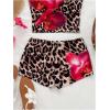 imageSOLY HUX Womens 2 Piece Striped Off The Shoulder Crop Tops and Mini Shorts Set Summer Y2K Going Out OutfitsMulticoloured Leopard