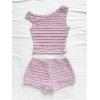 imageSOLY HUX Womens 2 Piece Striped Off The Shoulder Crop Tops and Mini Shorts Set Summer Y2K Going Out OutfitsPink Textured