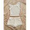 imageSOLY HUX Womens 2 Piece Striped Off The Shoulder Crop Tops and Mini Shorts Set Summer Y2K Going Out OutfitsPlain Apricot