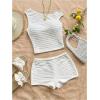 imageSOLY HUX Womens 2 Piece Striped Off The Shoulder Crop Tops and Mini Shorts Set Summer Y2K Going Out OutfitsPlain White