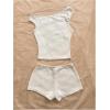 imageSOLY HUX Womens 2 Piece Striped Off The Shoulder Crop Tops and Mini Shorts Set Summer Y2K Going Out OutfitsPure Apricot Textured