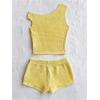 imageSOLY HUX Womens 2 Piece Striped Off The Shoulder Crop Tops and Mini Shorts Set Summer Y2K Going Out OutfitsPure Yellow