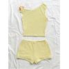 imageSOLY HUX Womens 2 Piece Striped Off The Shoulder Crop Tops and Mini Shorts Set Summer Y2K Going Out OutfitsPure Yellow Textured