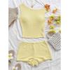 imageSOLY HUX Womens 2 Piece Striped Off The Shoulder Crop Tops and Mini Shorts Set Summer Y2K Going Out OutfitsPure Yellow Textured