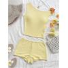 imageSOLY HUX Womens 2 Piece Striped Off The Shoulder Crop Tops and Mini Shorts Set Summer Y2K Going Out OutfitsPure Yellow Textured