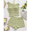 imageSOLY HUX Womens 2 Piece Striped Off The Shoulder Crop Tops and Mini Shorts Set Summer Y2K Going Out OutfitsSolid Green Textured