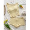 imageSOLY HUX Womens 2 Piece Striped Off The Shoulder Crop Tops and Mini Shorts Set Summer Y2K Going Out OutfitsSolid Yellow