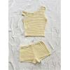 imageSOLY HUX Womens 2 Piece Striped Off The Shoulder Crop Tops and Mini Shorts Set Summer Y2K Going Out OutfitsYellow and White