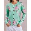 imageSOLY HUX Womens Floral Print Button Down Cardigan Sweater Lightweight Cozy Fall Outfits Trendy 2025Green Flowers