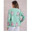 imageSOLY HUX Womens Floral Print Button Down Cardigan Sweater Lightweight Cozy Fall Outfits Trendy 2025Green Flowers