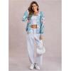 imageSOLY HUX Womens Floral Print Button Down Cardigan Sweater Lightweight Cozy Fall Outfits Trendy 2025Mint Green Flowers