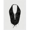 imageSOLY HUX Womens Gothic Grunge PU Leather Sparkly Halter Crop Top Y2k Deep V Neck Vest Rave OutfitsSolid Black