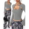 imageSOLY HUX Womens Long Sleeve Shirts Y2k Crop Tops Halter Neck Fitted TShirt Going Out TeesDark Grey