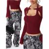 imageSOLY HUX Womens Long Sleeve Shirts Y2k Crop Tops Halter Neck Fitted TShirt Going Out TeesPure Burgundy