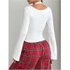 imageSOLY HUX Womens Long Sleeve Shirts Y2k Crop Tops Halter Neck Fitted TShirt Going Out TeesPure White