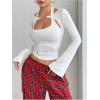 imageSOLY HUX Womens Long Sleeve Shirts Y2k Crop Tops Halter Neck Fitted TShirt Going Out TeesPure White