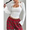 imageSOLY HUX Womens Long Sleeve Shirts Y2k Crop Tops Halter Neck Fitted TShirt Going Out TeesPure White