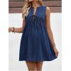 imageSOLY HUX Womens Maternity Dresses Sleeveless Jean Sundresses Tie Front Flowy Short Denim DressDark Wash