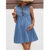 imageSOLY HUX Womens Maternity Dresses Sleeveless Jean Sundresses Tie Front Flowy Short Denim DressSolid Blue